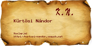 Kürtösi Nándor névjegykártya